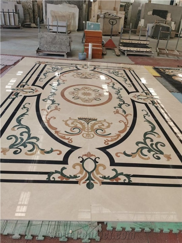 Marble Floor Carpet Medallion Stone Waterjet Pattern Tile