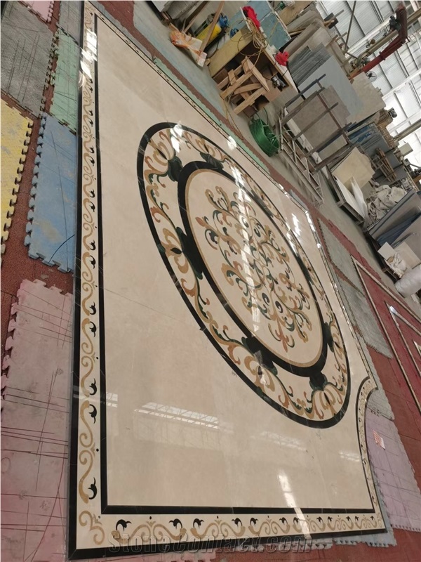 Marble Floor Medallion Entrance Waterjet Carpet Pattern Tile