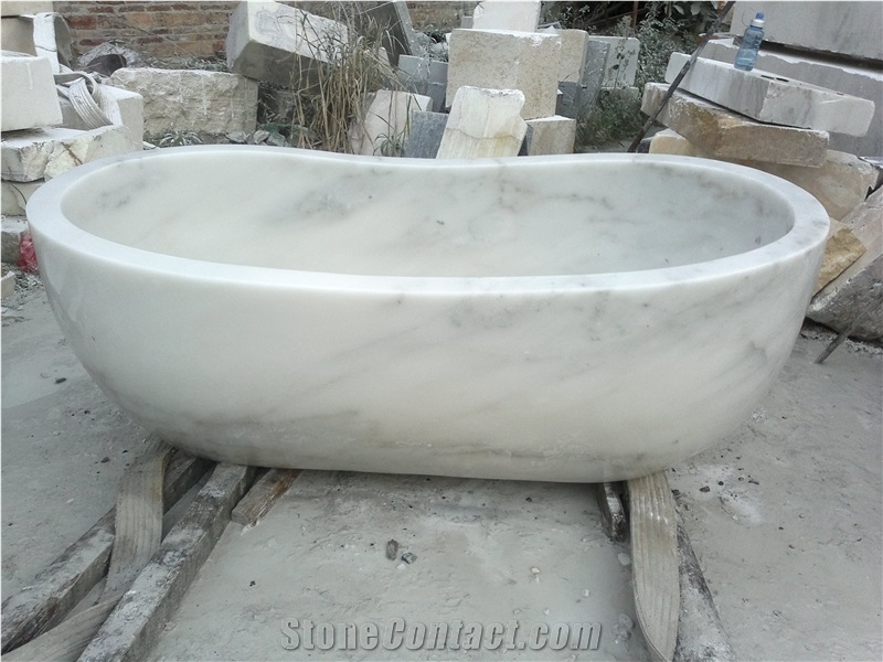 Marble Hotel Bath Tubs China White Oval Vessel Bathtub