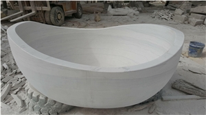Marble Hotel Massage Bathtub Maya White Vessel Oval Bath Tub