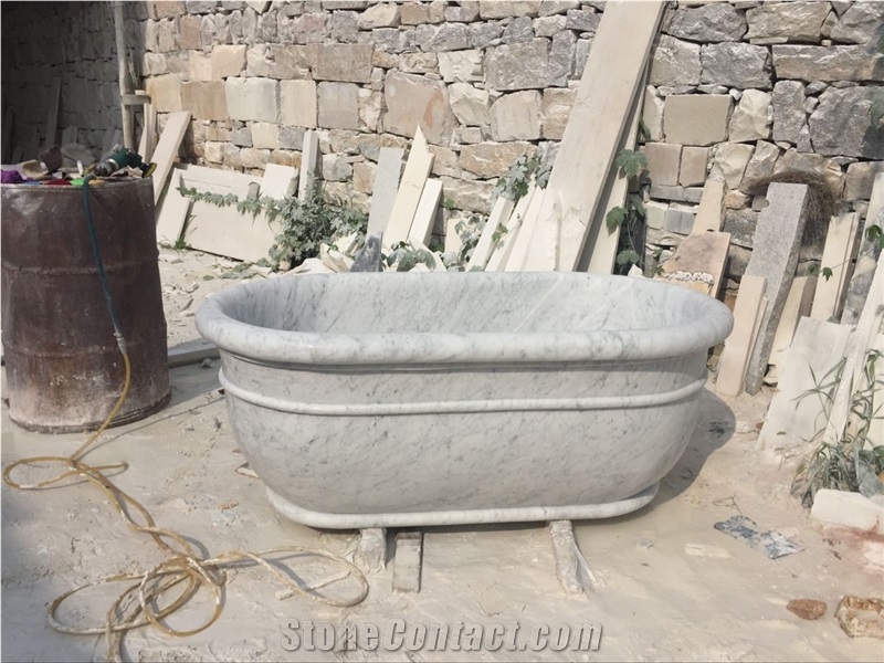 Marble Hotel Oval Bathtub Carrara Designed Classic Bath Tubs