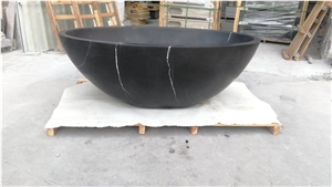 Marble Hotel Oval Bathtub Nero Marquina Classic Bath Tubs