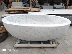 Marble Hotel Oval Bathtub Statuario Freestanding Bath Tubs