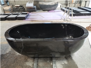 Marble Stone Hotel Bathtub Black Marquina Pedestal Bath Tubs