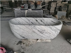Marble Stone Oval Bathtub Freestanding Arabescato Bath Tubs