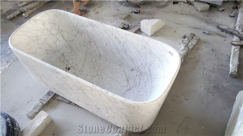 Marble Stone Oval Bathtub Interior Statuario Vessel Bath Tub