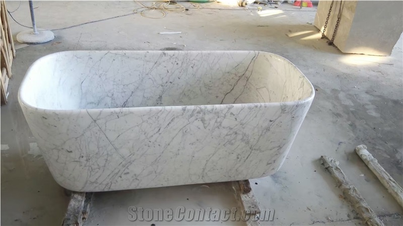 Marble Stone Oval Bathtub Interior Statuario Vessel Bath Tub