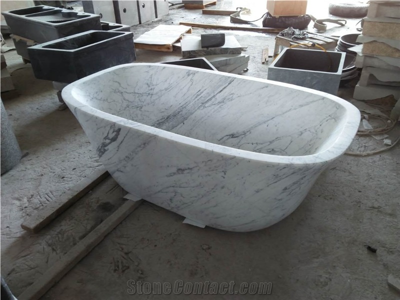 Marble Stone Oval Bathtub Statuario Freestanding Bath Tubs 