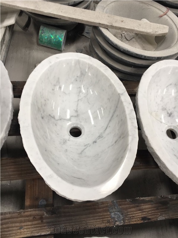 Marble Stone Oval Wash Basin Statuario Bathroom Sink