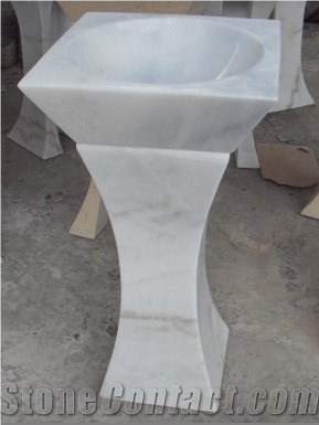 Marble Stone Pedestal Wash Basin Athens Grey Square Sink 