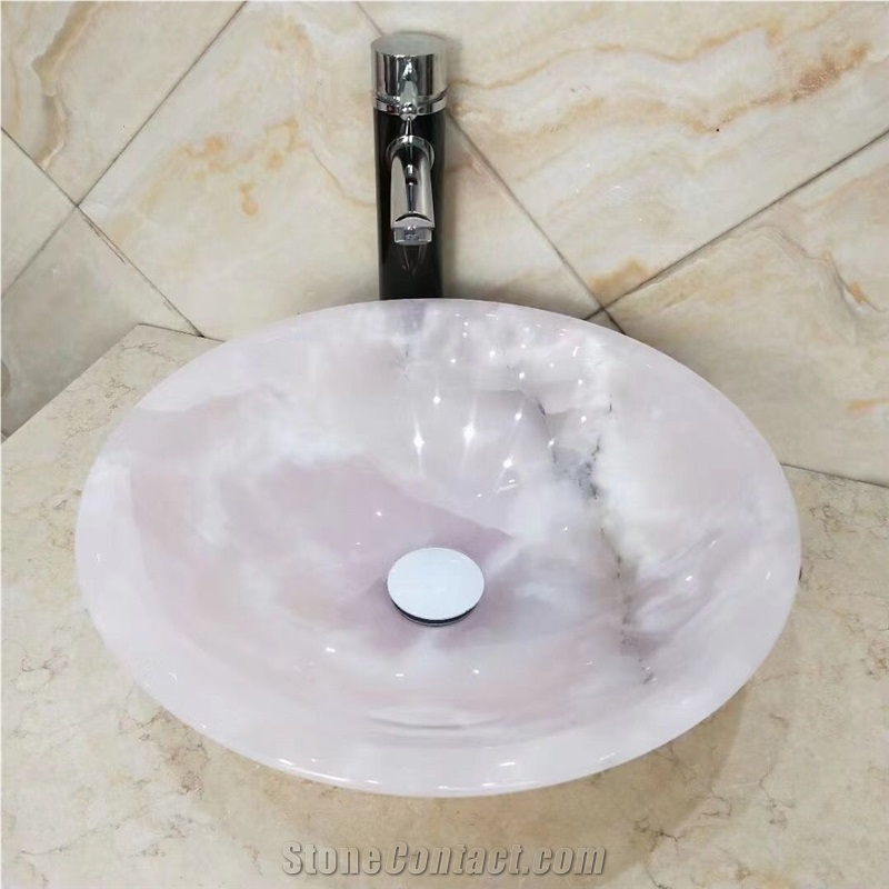 Marble Stone Round Sink Milas Lilac Pedestal Wash Basin
