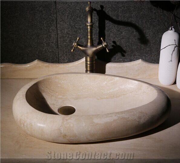 Marble Stone Round Wash Basin China Carrara Pedestal Sink