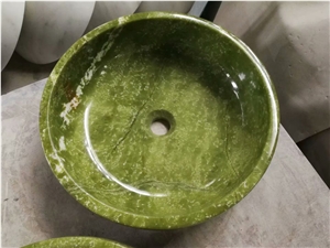 Marble Stone Wash Basin Ming Green Round Bathroom Sink