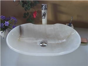 Onyx Stone Bathroom Vessel Sink Super White Onyx Wash Basin