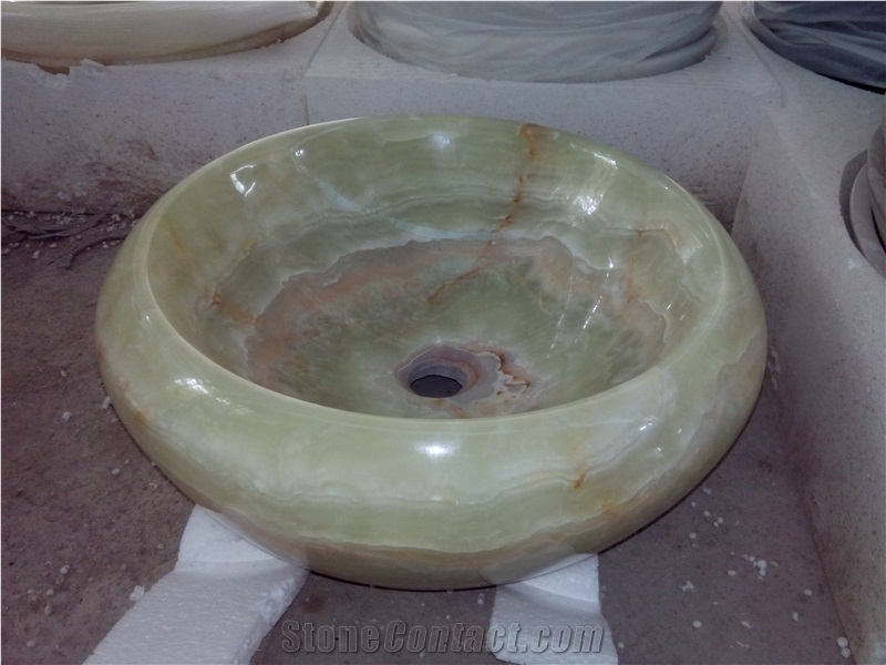Onyx Stone Round Bathroom Sink Green Onyx Wash Basin