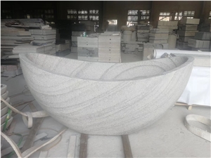 Sandstone Oval Bath Tub Grey Wood Stone Freestanding Bathtub