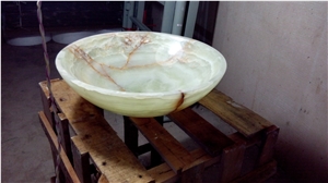 Stone Bathroom Round Sink Green Onyx Round Wash Basin