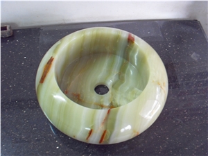 Stone Bathroom Round Sink Green Onyx Wash Basin