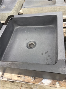 Stone Bathroom Round Wash Basin Grey Basalt Square Sink