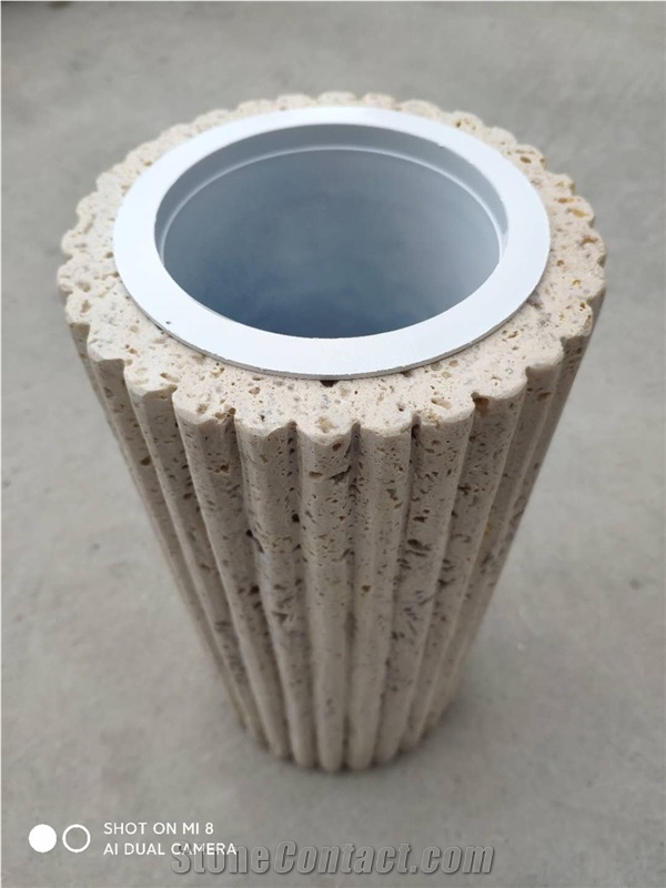 Stone Design Home Decorative Product Travertine Flower Vase