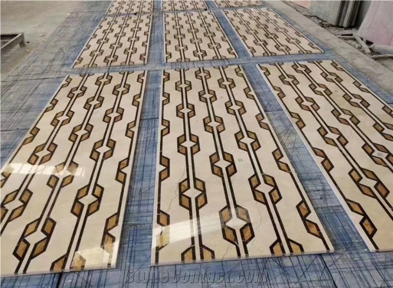 Stone Design Lobby Floor Waterjet Medallion Marble Carpet 
