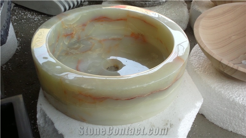 Stone Design Onyx Bathroom Vessel Sink White Onyx Oval Basin