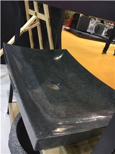 Stone Granite Vessel Sink Padang Dark Rectangle Wash Basin