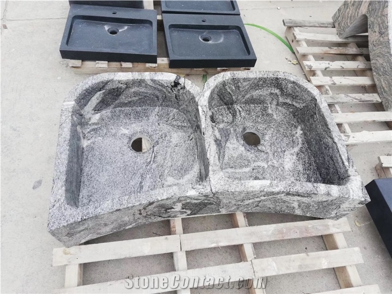 Stone Granite Vessel Sink Padang Dark Rectangle Wash Basin