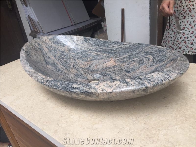 Stone Granite Vessel Sink Padang Dark Rectangle Wash Basin