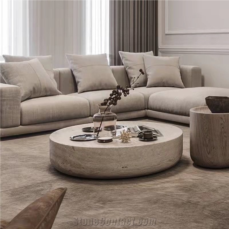 Stone Home Furniture Silver Travertine Coffee Table 