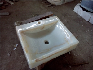 Stone Onyx Bathroom Square Sink White Onyx Wash Basin