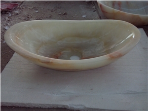 Stone Onyx Vessel Bathroom Sink White Onyx Oval Wash Basin