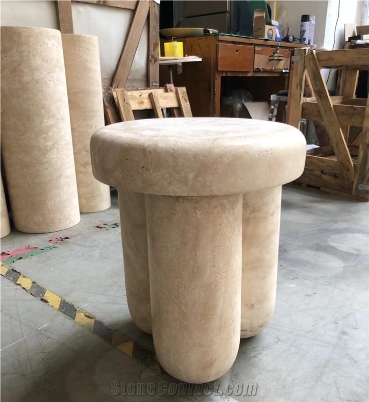 Stone Travertine Furniture Romano White Coffee Table Set