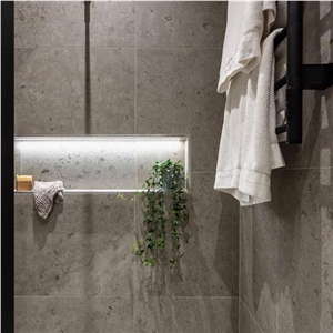 Norrvange Limestone Light Grey In The Bathroom