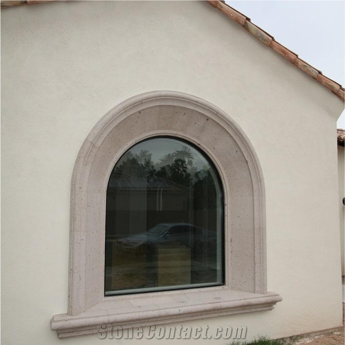 Arch Entrance Frame And Window Surround In Beige Limestone