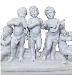 Cherubs White Marble Group Sculpture