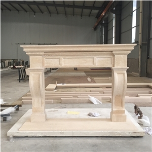 Crema Mani Beige Color Marble Fireplace