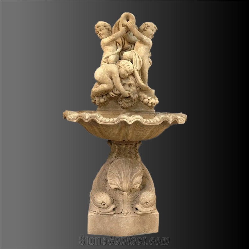 Free Standing Chureb Carving Marble Fountain