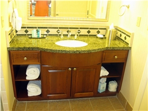 Green Granite Hotel Bathroom Countertops