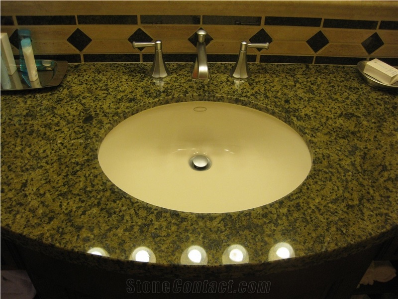 Green Granite Hotel Bathroom Countertops