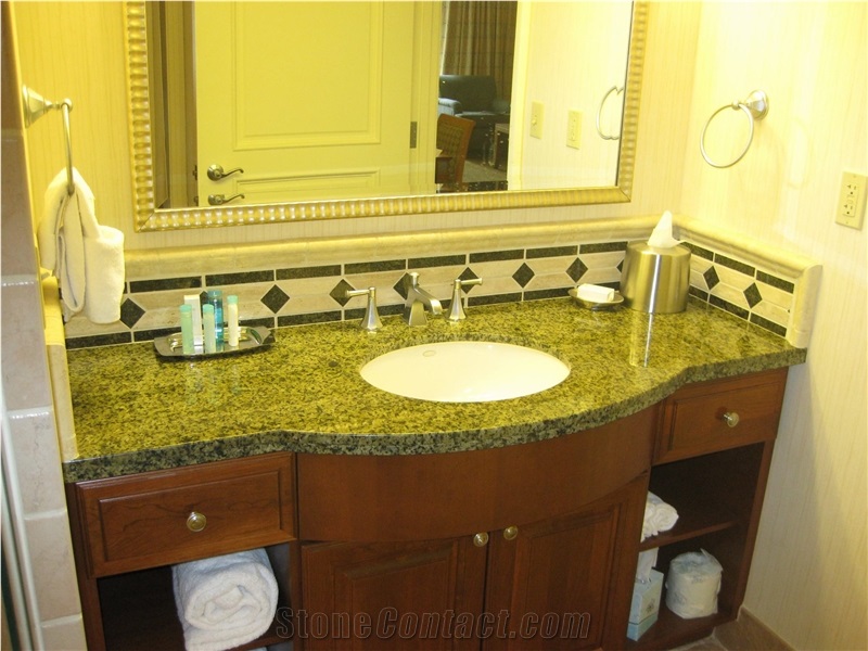 Green Granite Hotel Bathroom Countertops