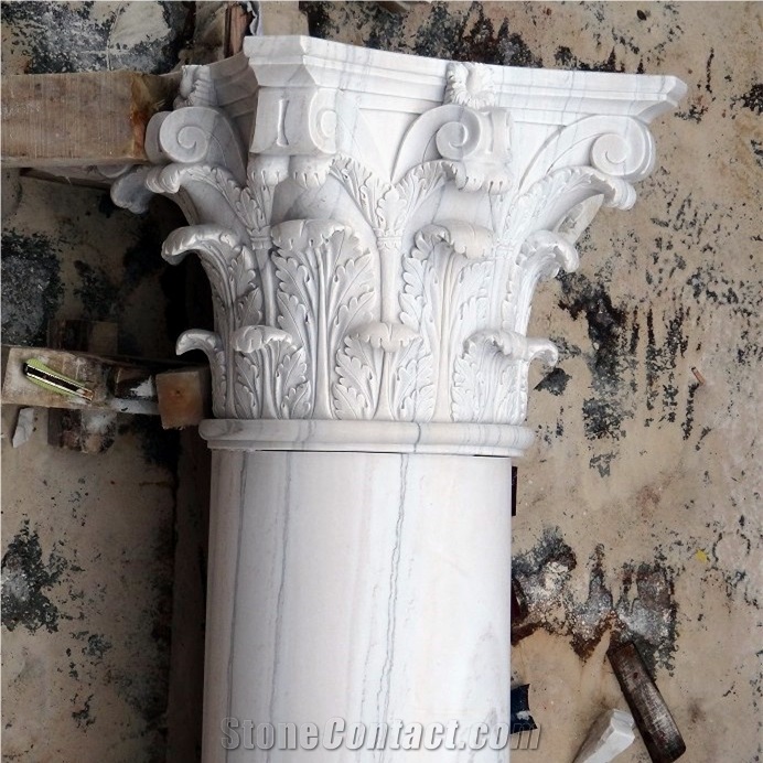 Huge White Marble Corinthian Column 