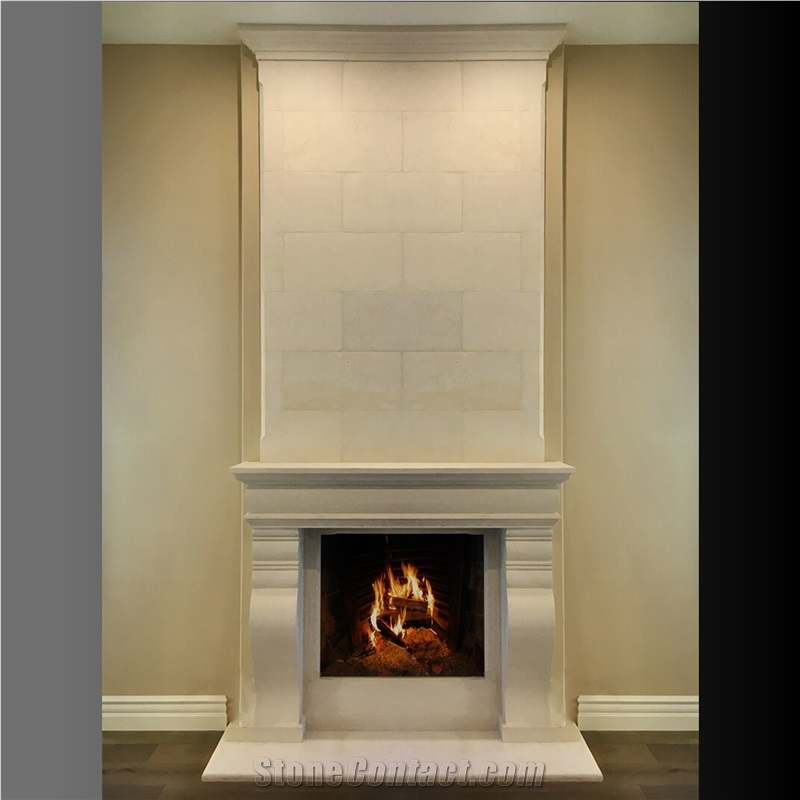 Limestone Double Layer Fireplace Mantel