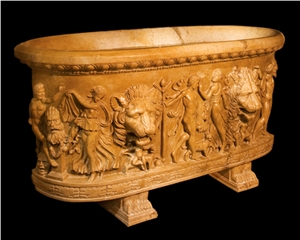 Lion Head Carving Marble Bathtub