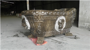 Lion Head Marble Carving Bathtub