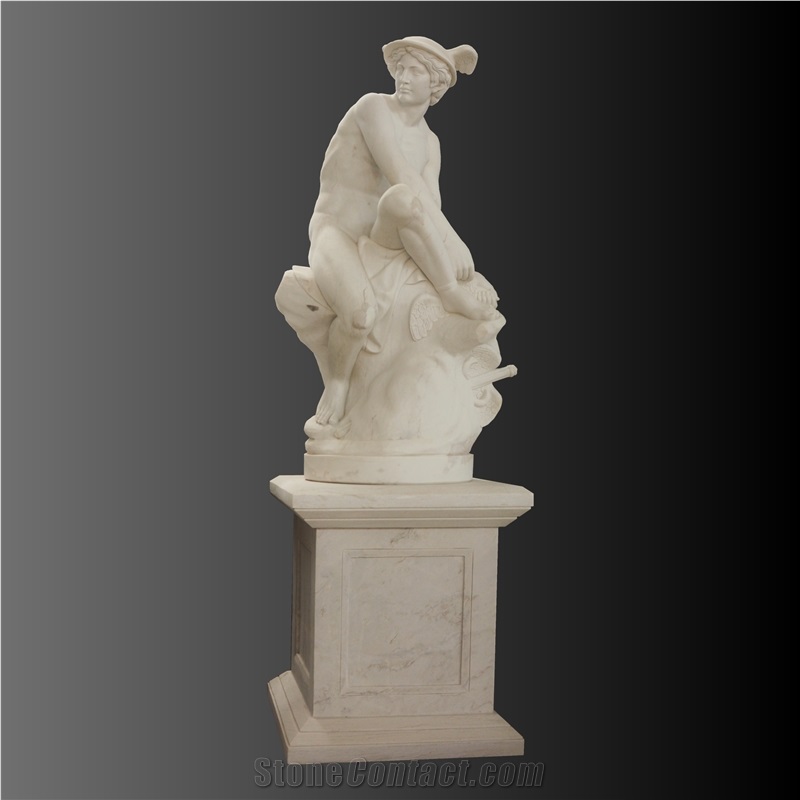 Mercury Statue In White Marble