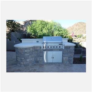 Outdoor Kitchen Countertop In White Limestone