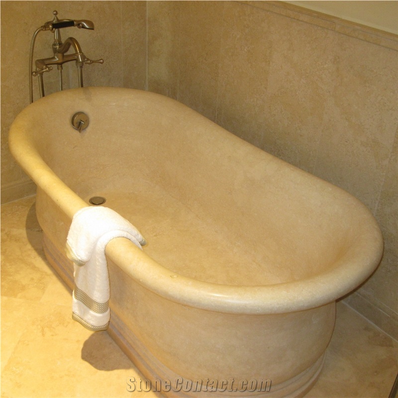 Sunny Gold Marble Hotel Bathtub For Hilton