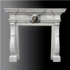 White Marble Firepalce With Fairy Face Carving