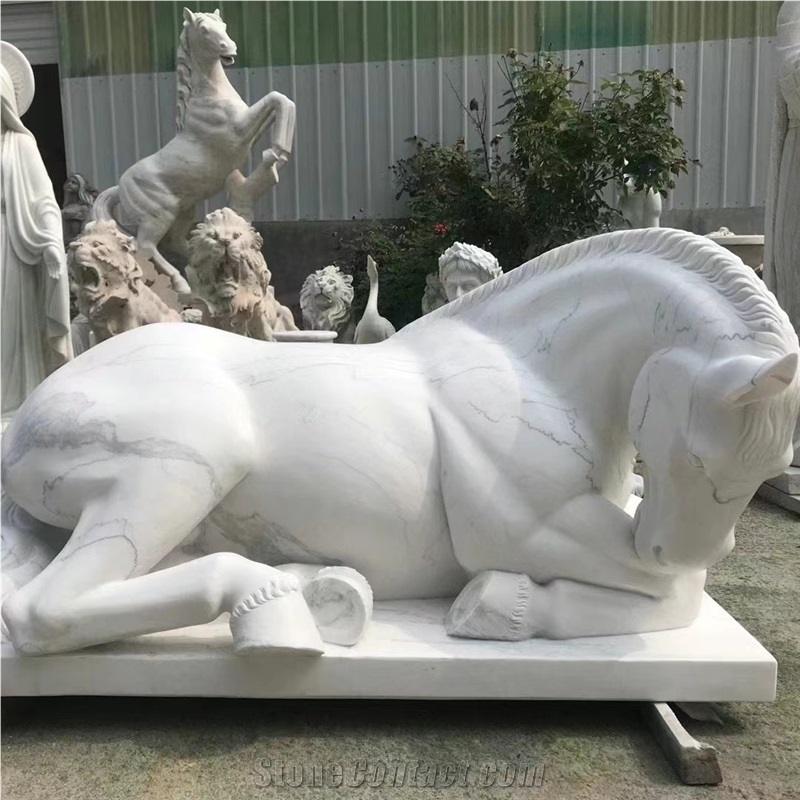 White Marble Horse Sculpture